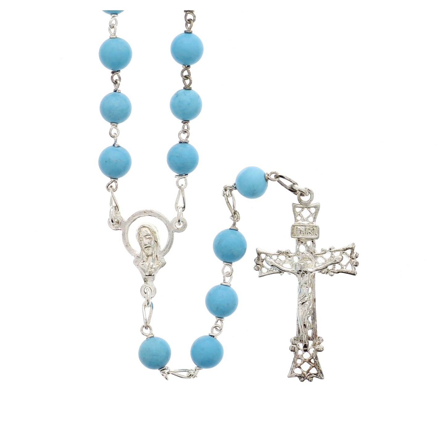 Turquoise Blue & Sterling Silver Rosary