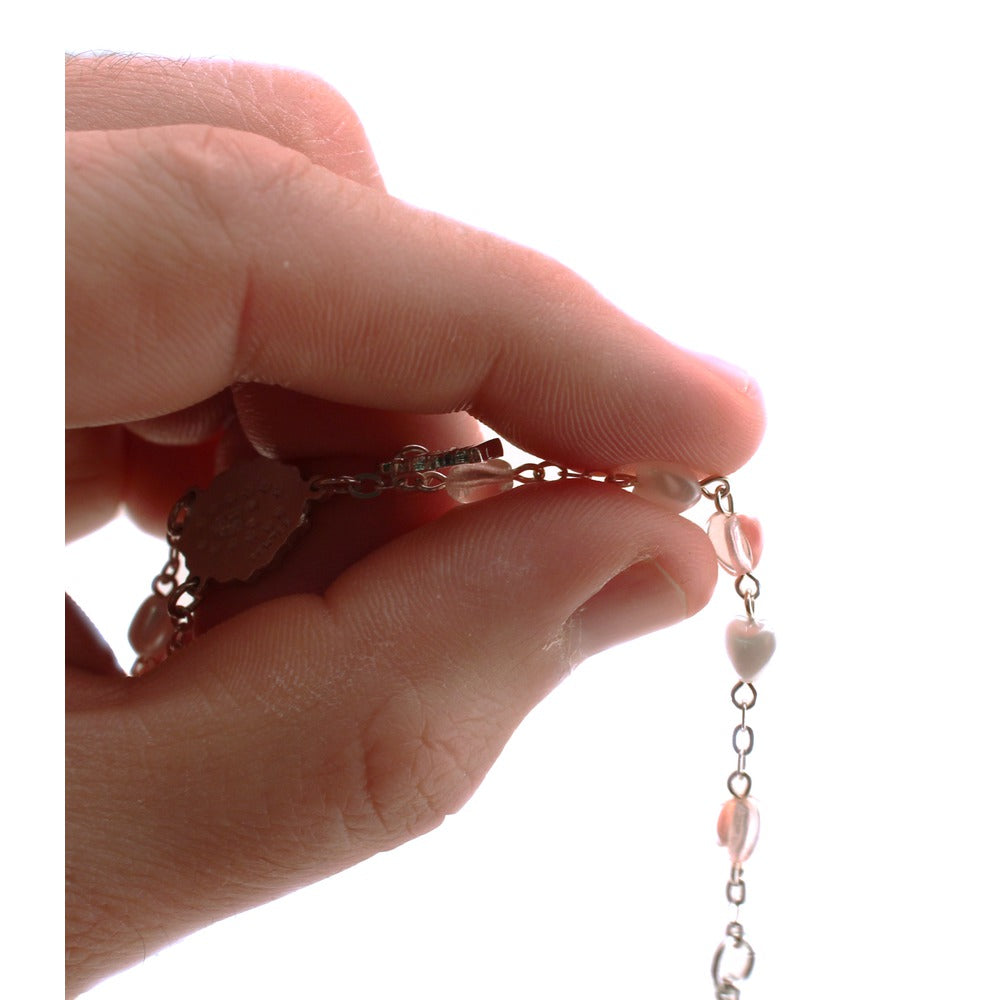 First Communion Pearl and Pink Hearts Rosary