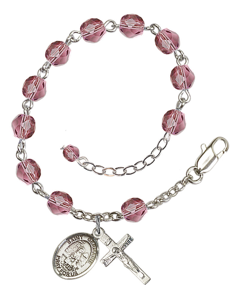 St. Germaine Cousin Purple February Rosary Bracelet 6mm