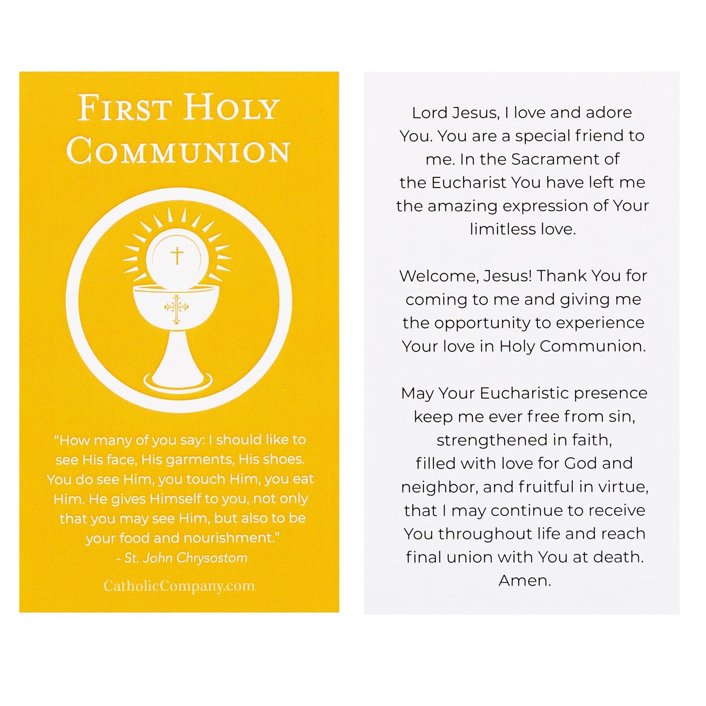 First Communion Black Rosary with Prayer Card