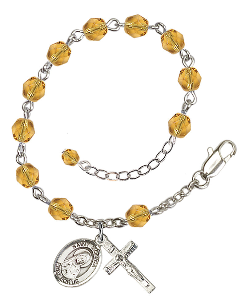 St. Monica Yellow November Rosary Bracelet 6mm