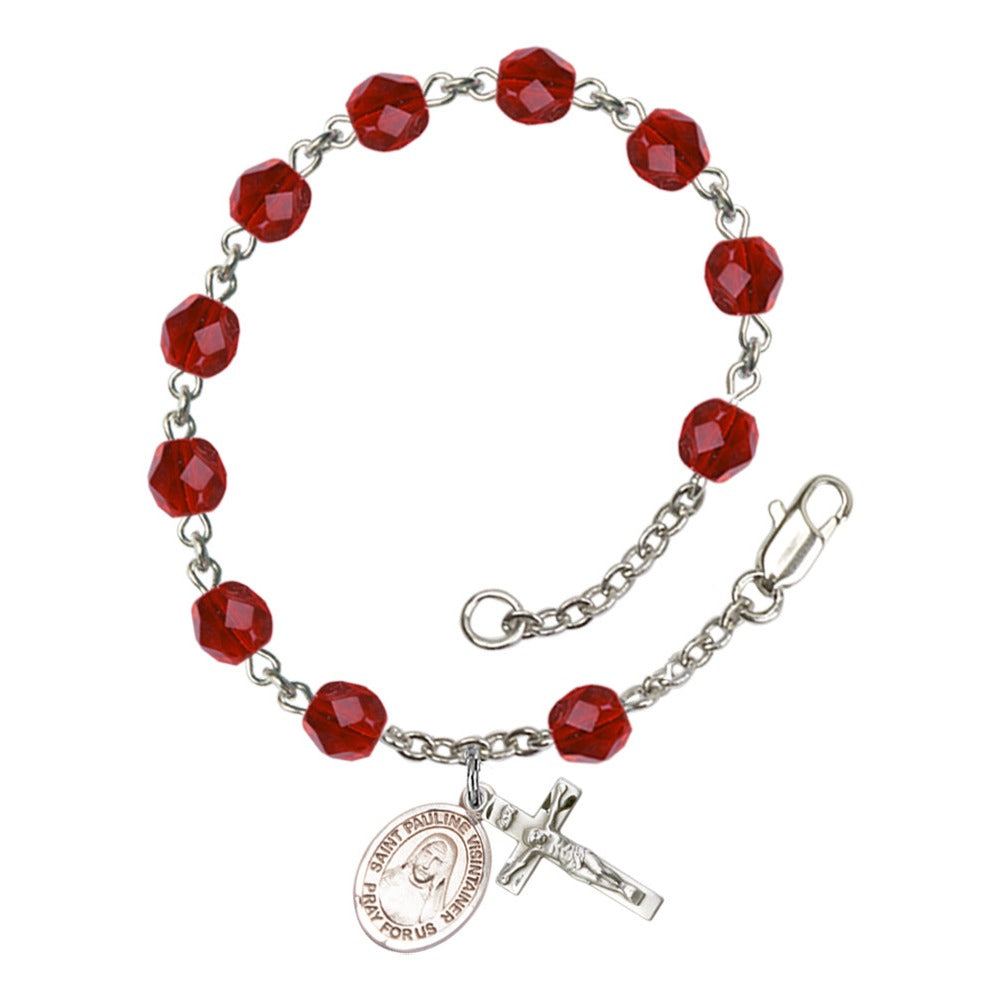 St. Pauline Visintainer Red July Rosary Bracelet 6mm