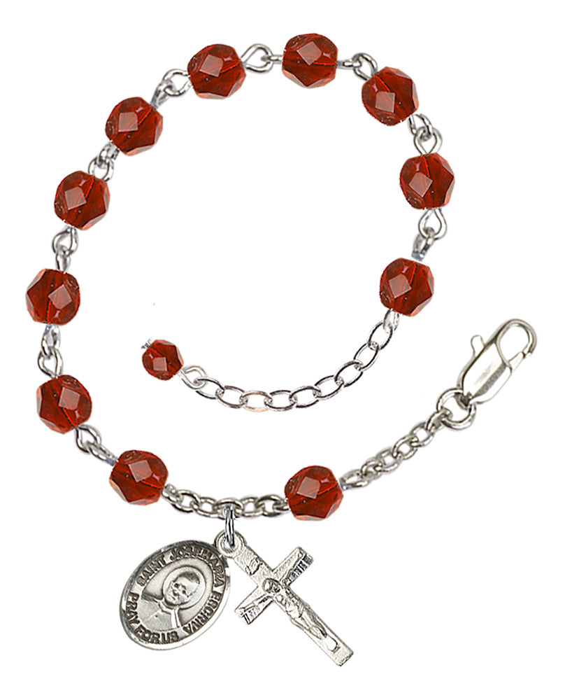 St. Josemaria Escriva Red July Rosary Bracelet 6mm