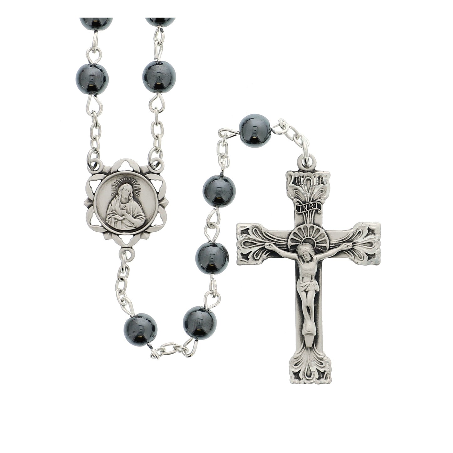 Sterling Silver Hematite Bead Rosary