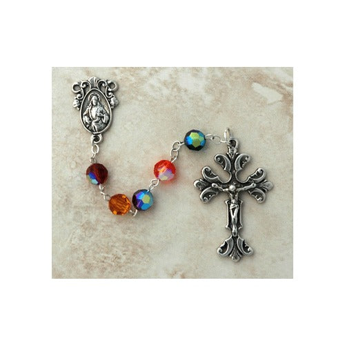 Sterling Silver Swarovski Crystal Jewel-Tone Rosary