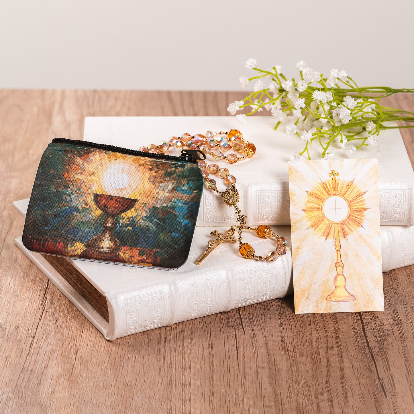Adoration of the Lord Rosary & Holy Eucharist Pouch Gift Set