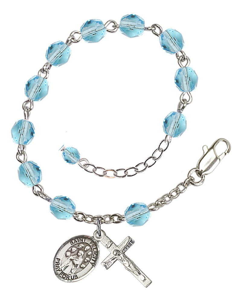 St. Felicity Aqua Blue March Rosary Bracelet 6mm