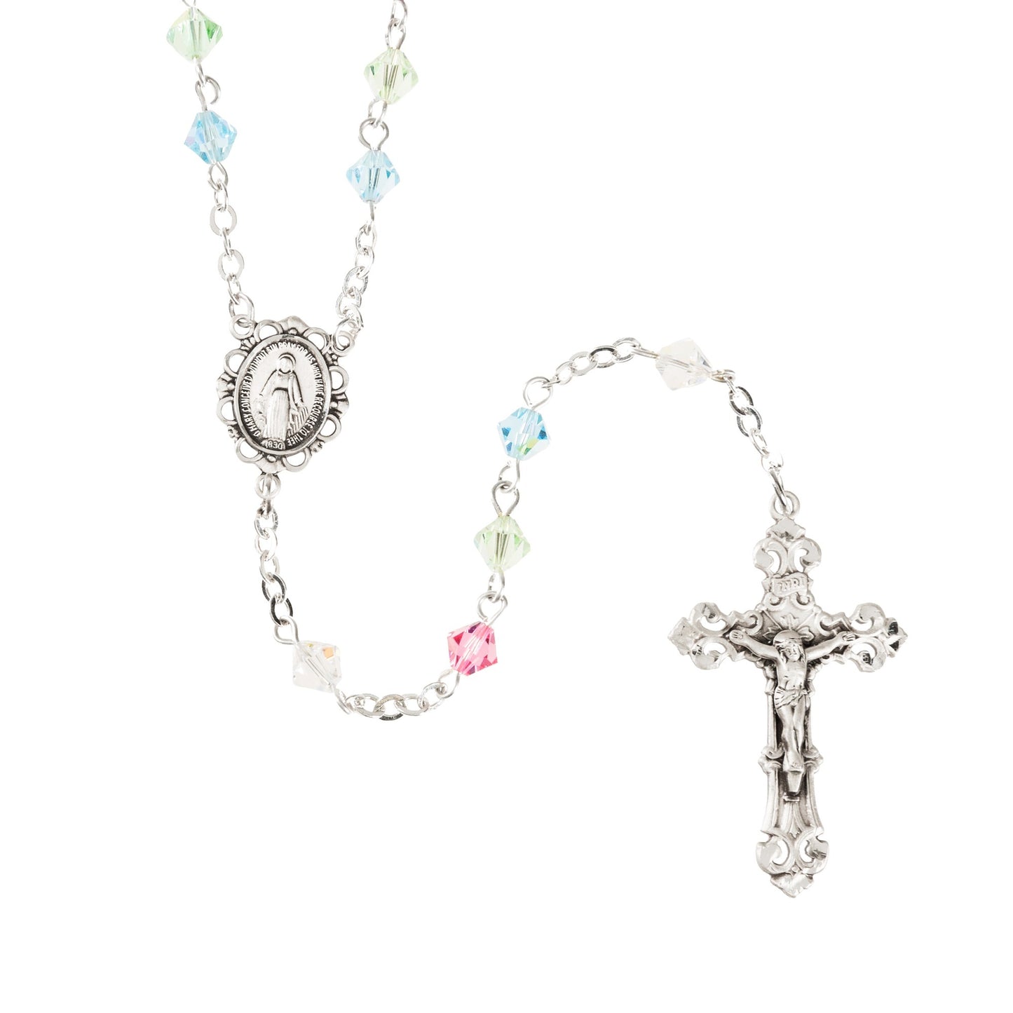 Swarovski Multicolored Pastel Sterling Rosary