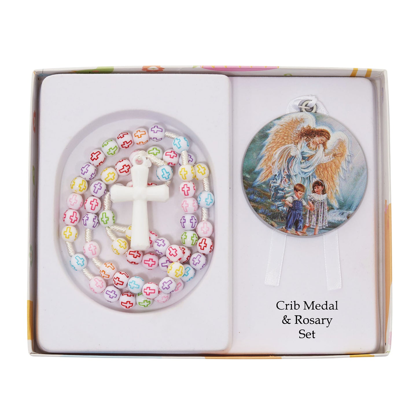 Guardian Angel Crib Medal & Rosary Gift Set