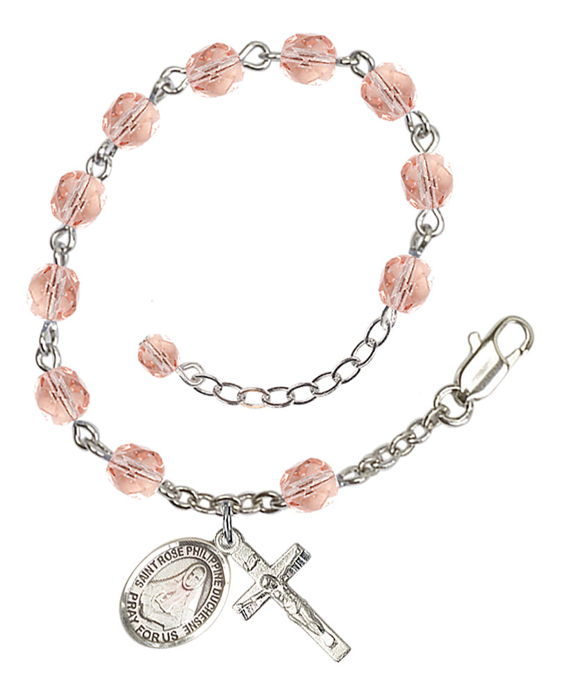 St. Rose Philippine Duchesne Pink October Rosary Bracelet 6mm