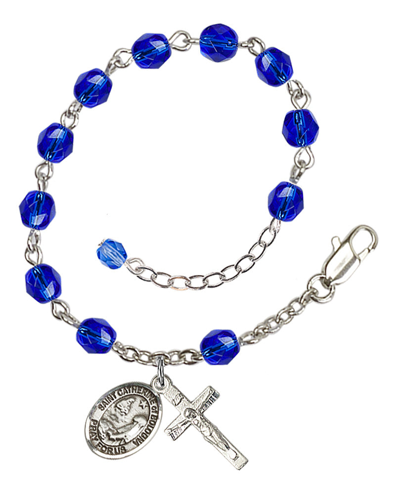 St. Catherine Of Bologna Blue September Rosary Bracelet 6mm