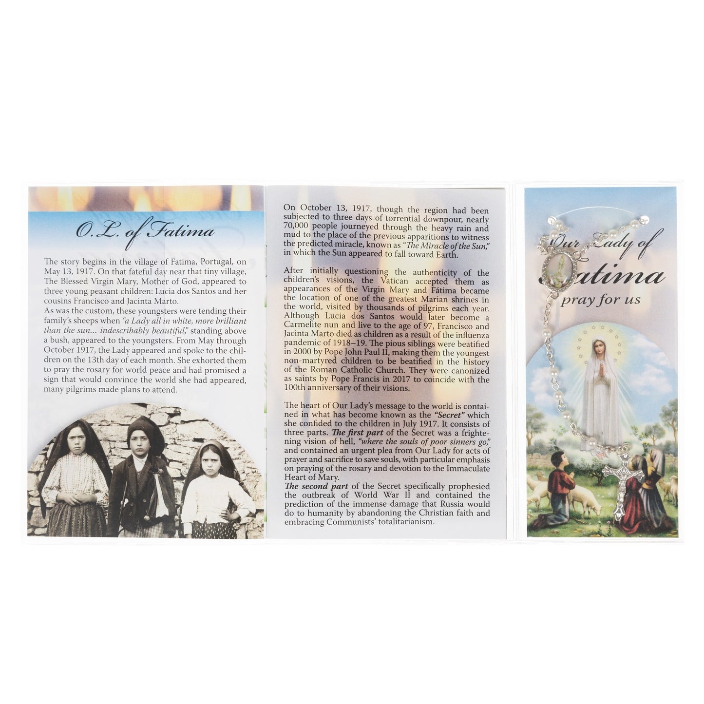 Fatima Rosary, Rosary Booklet & Bookmark Set