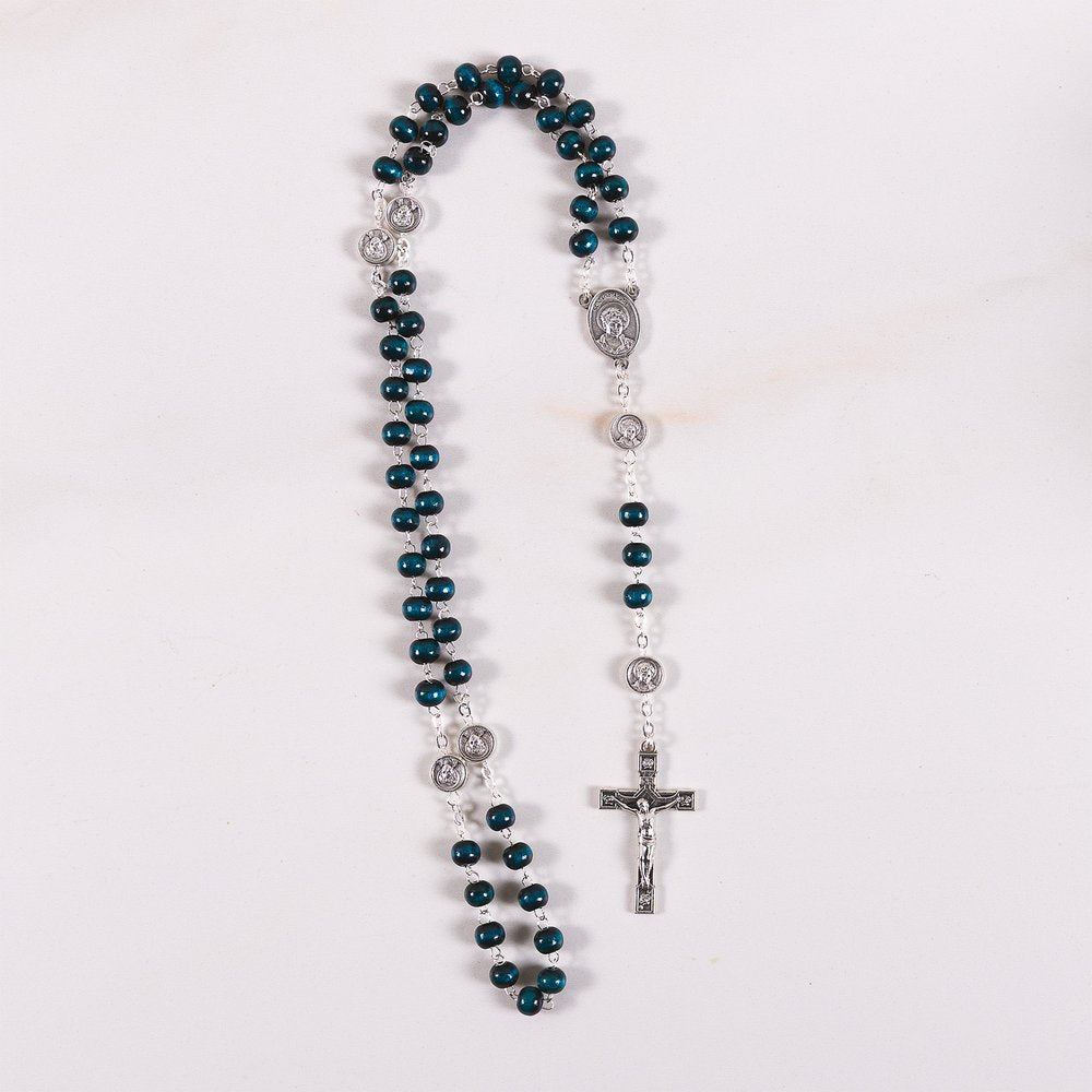 St. Carlo Acutis Blue Wood Rosary