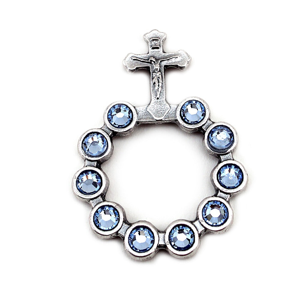 Blue Swarovski One Decade Finger Rosary