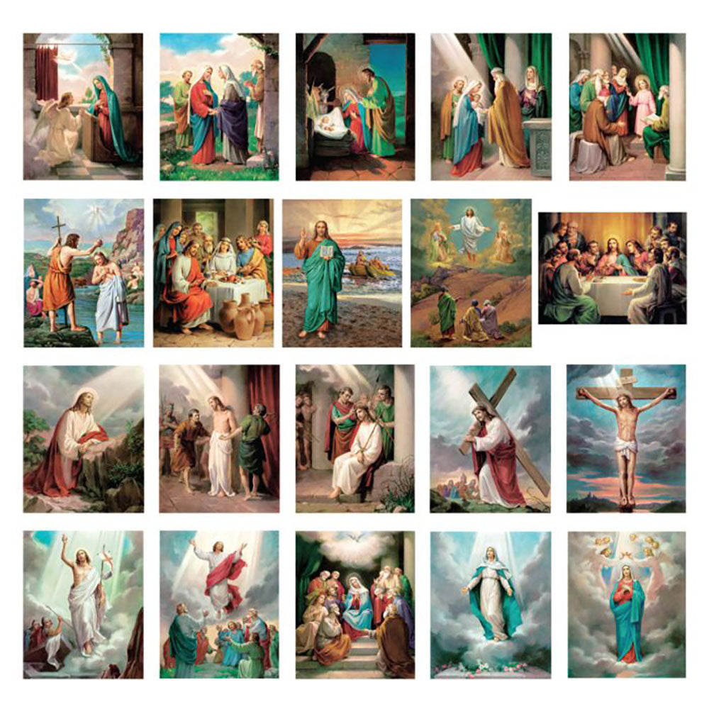 4" x 6" Italian Mysteries of the Rosary Lithograph Set - 20 Pictures
