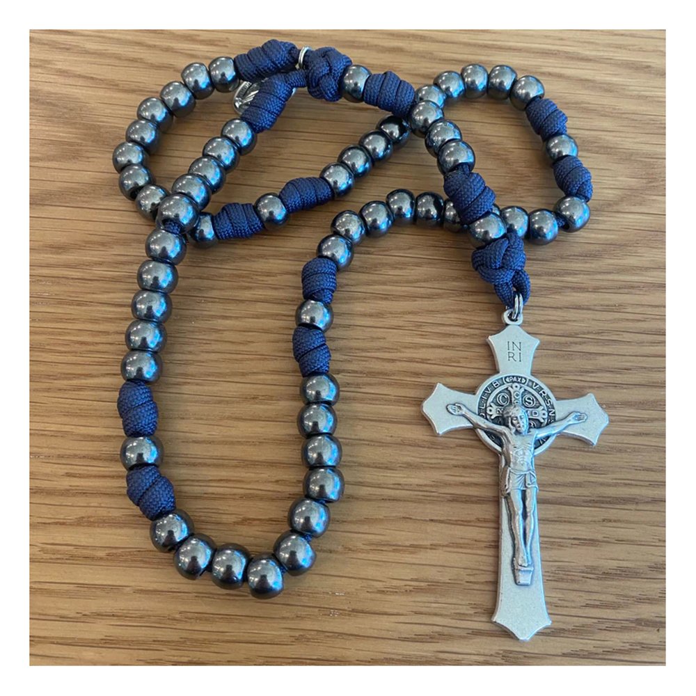Gunmetal St. Benedict Paracord Rosary - Multiple Colors – Rosary.com