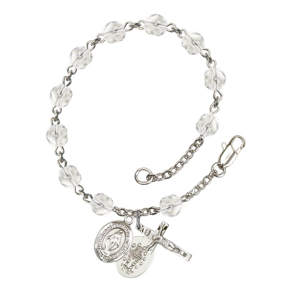 Bliss Miraculous Crystal April Rosary Bracelet 6mm