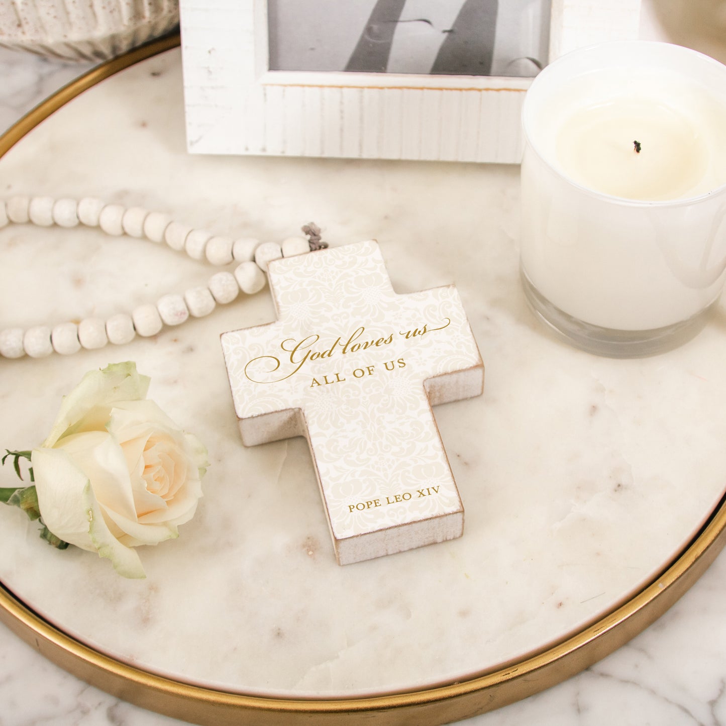 Pope Leo XIV God Loves Us Hanging Cross