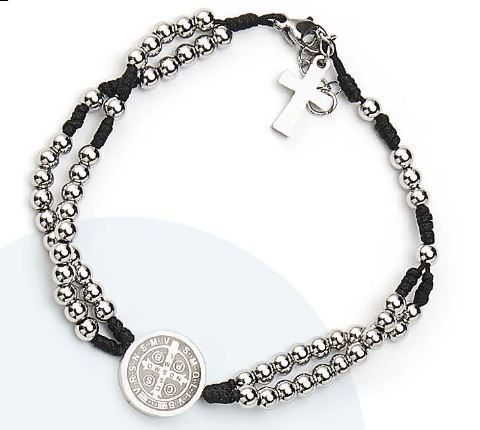 Steel Bead St. Benedict Full Rosary Bracelet