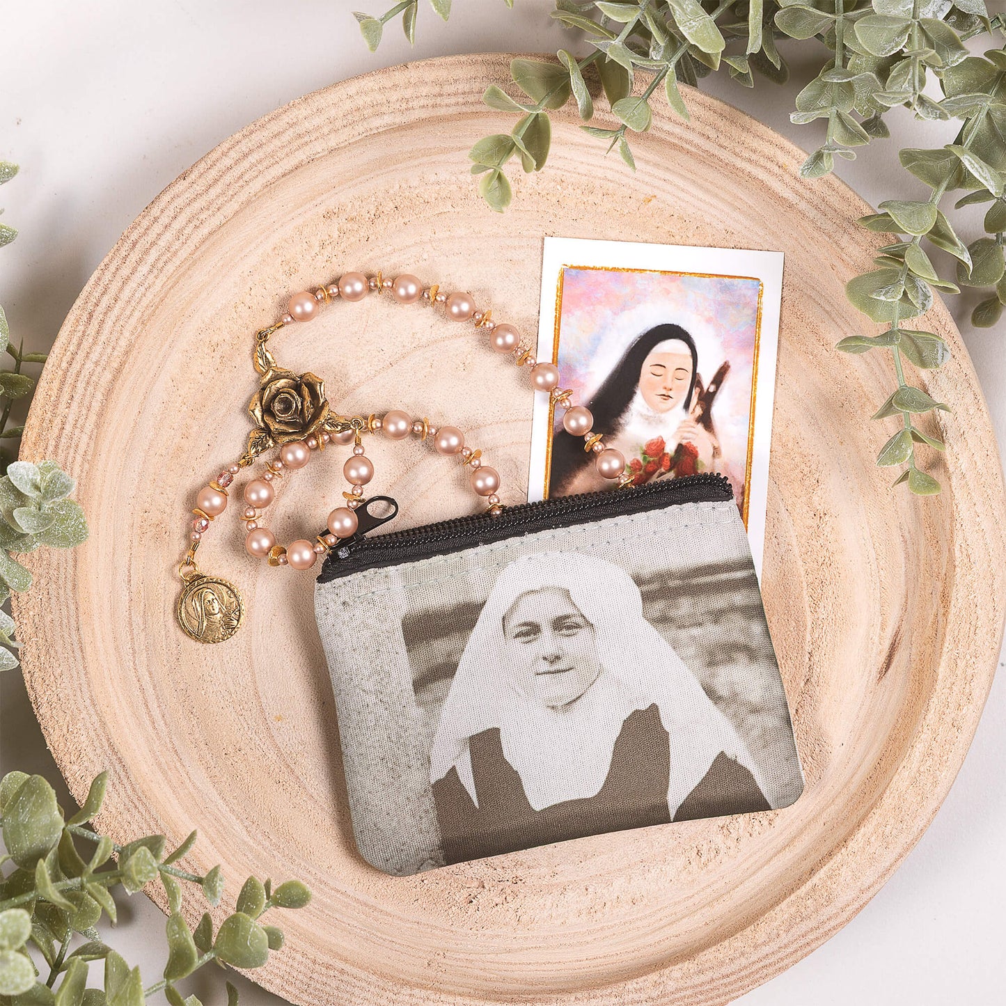 St. Therese Chaplet & Rosary Pouch Set