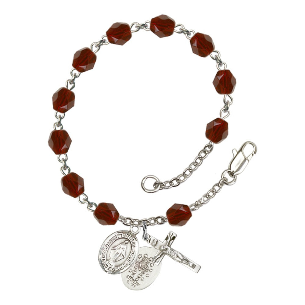 Bliss Miraculous Red January Rosary Bracelet 6mm