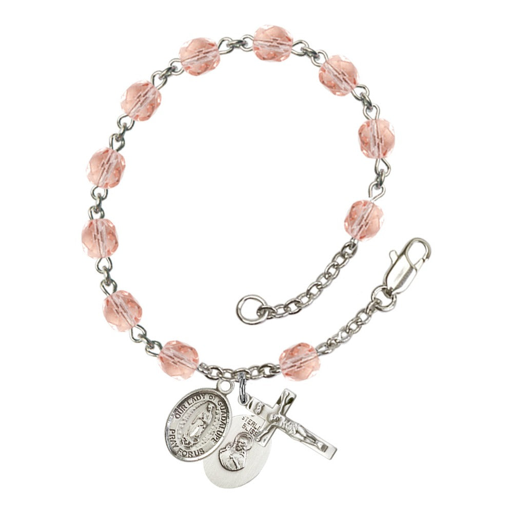 Our Lady Of Guadalupe Pink October Rosary Bracelet 6mm