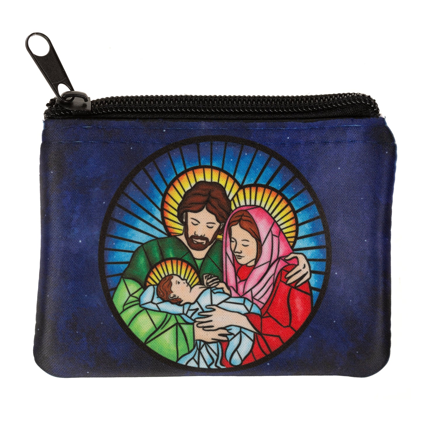 Personalized Holy Family Stained Glass Rosary Pouch