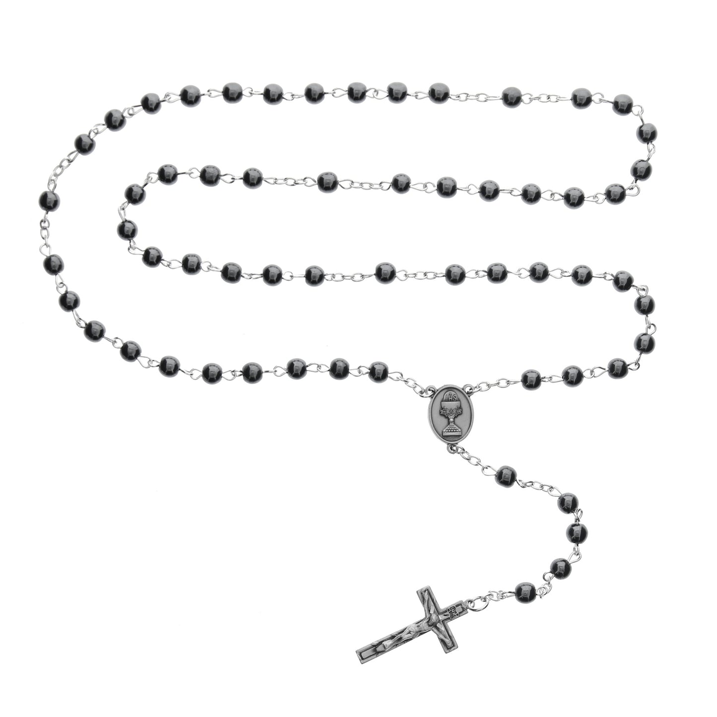 Pewter and Hematite First Communion Rosary