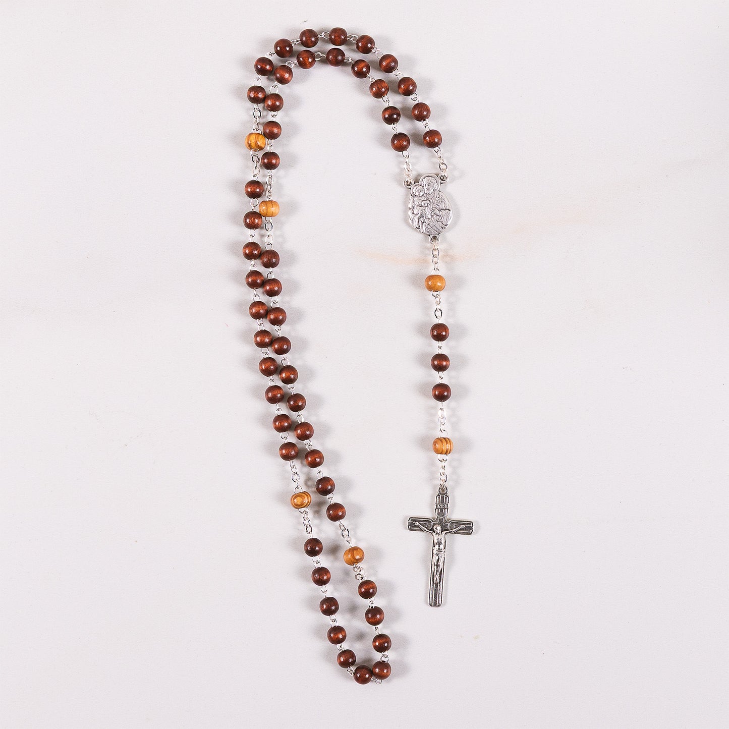 St. Joseph Two Tone Olive Wood Rosary