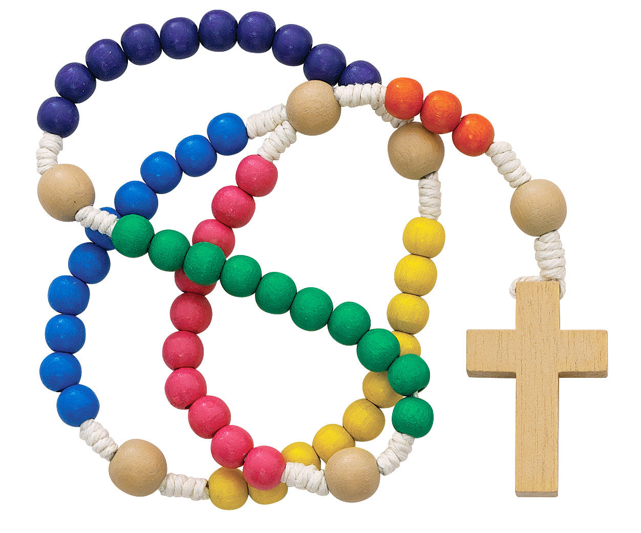 Wood Multi-Colored Children's Corded Rosary