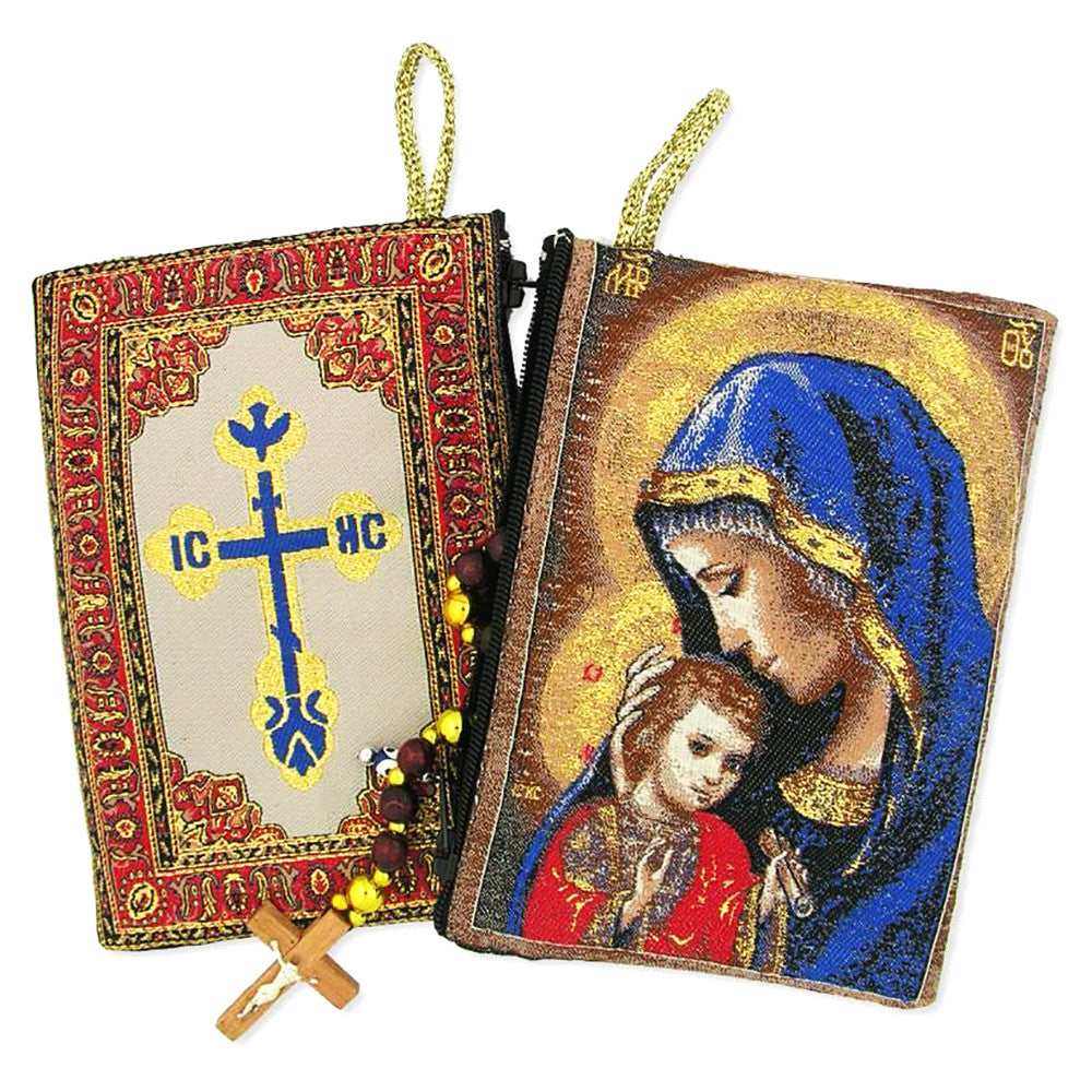 Our Lady's Embrace Tapestry Rosary Pouch
