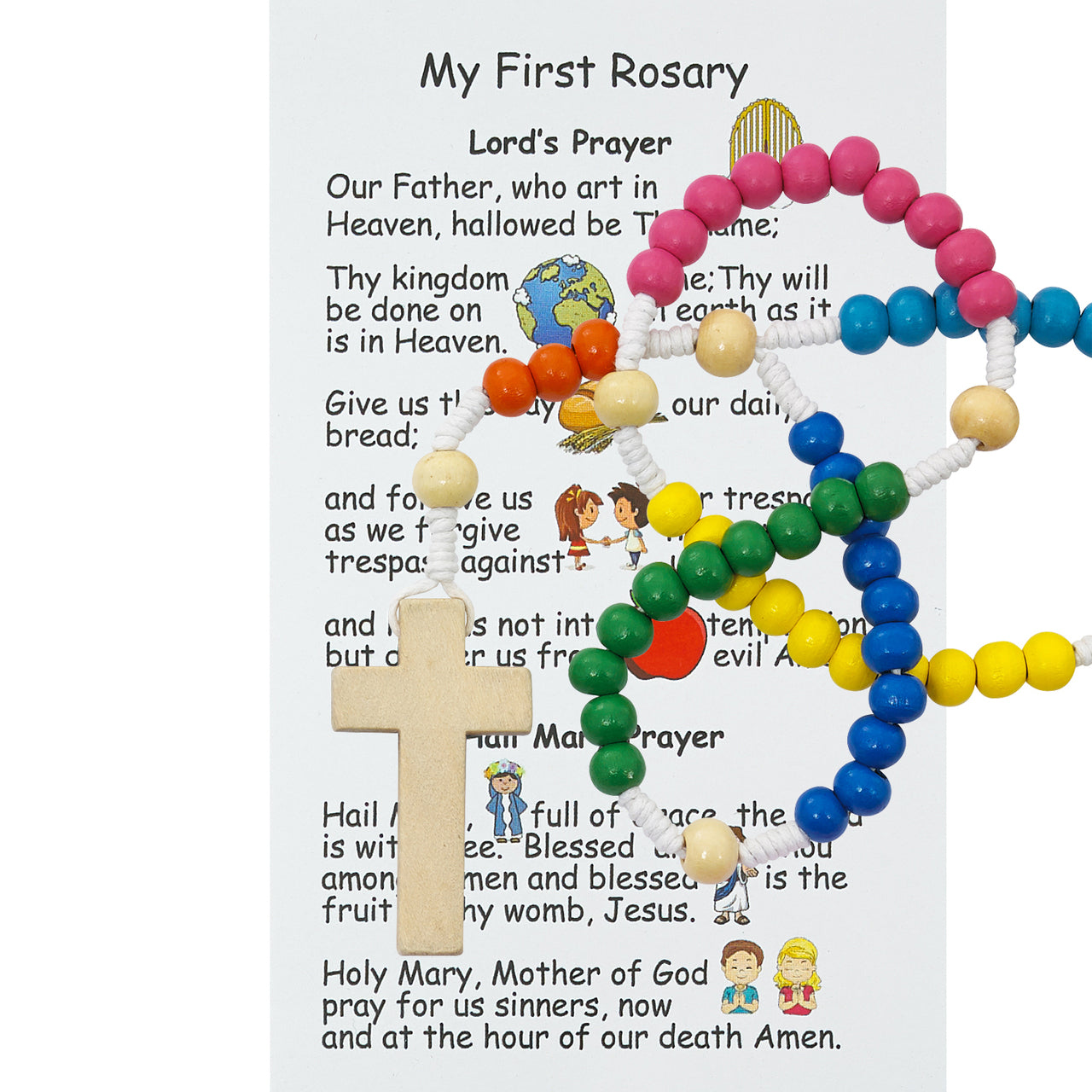 Multicolored Wooden Child's First Rosary
