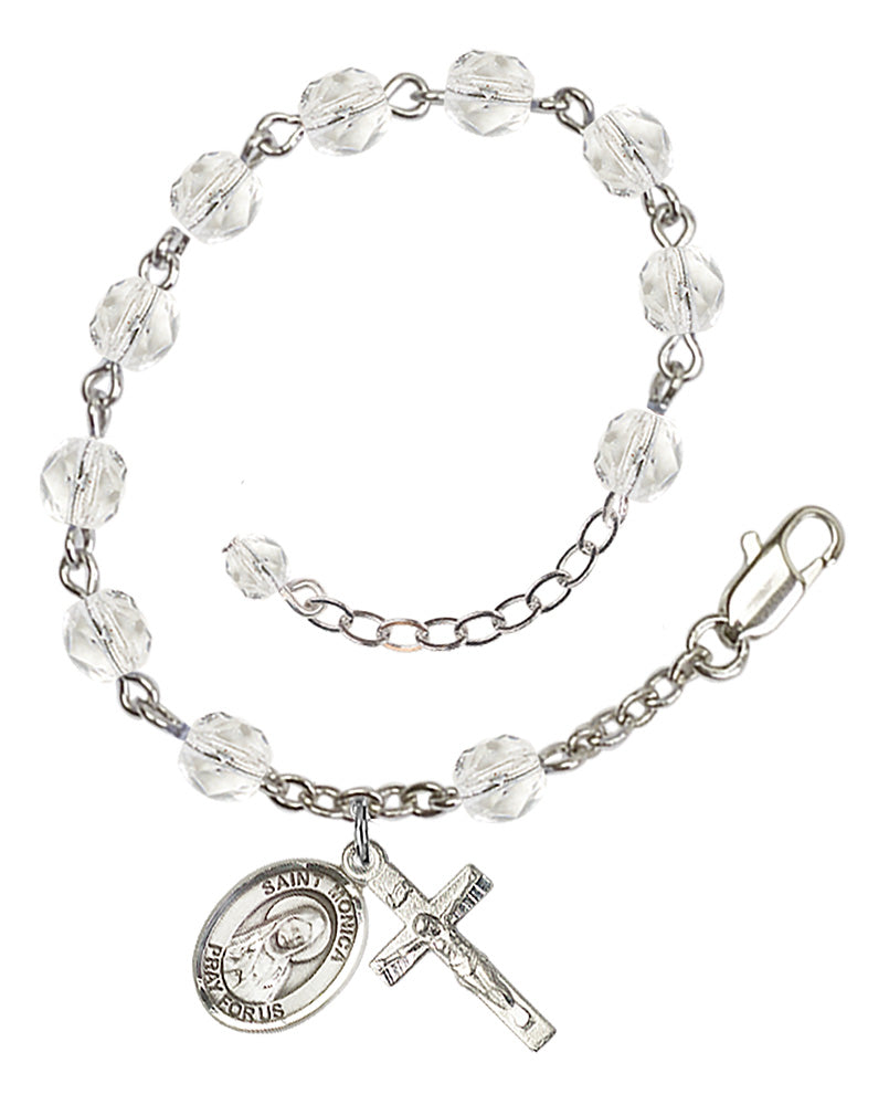 St. Monica Crystal April Rosary Bracelet 6mm