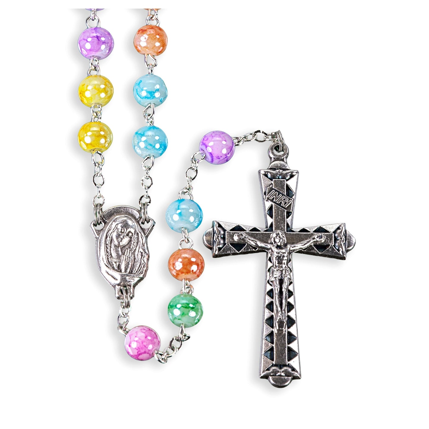 Pastel Multicolor Marbelized Rosary