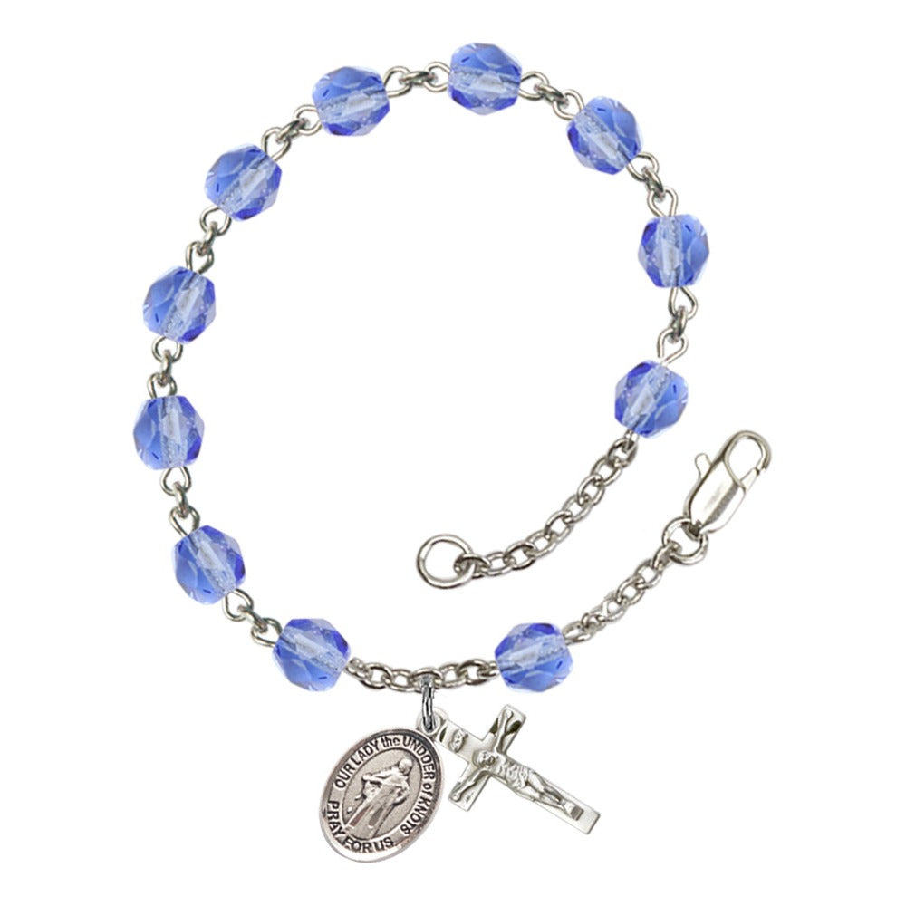 Our Lady The Undoer Of Knots Blue September Rosary Bracelet 6mm