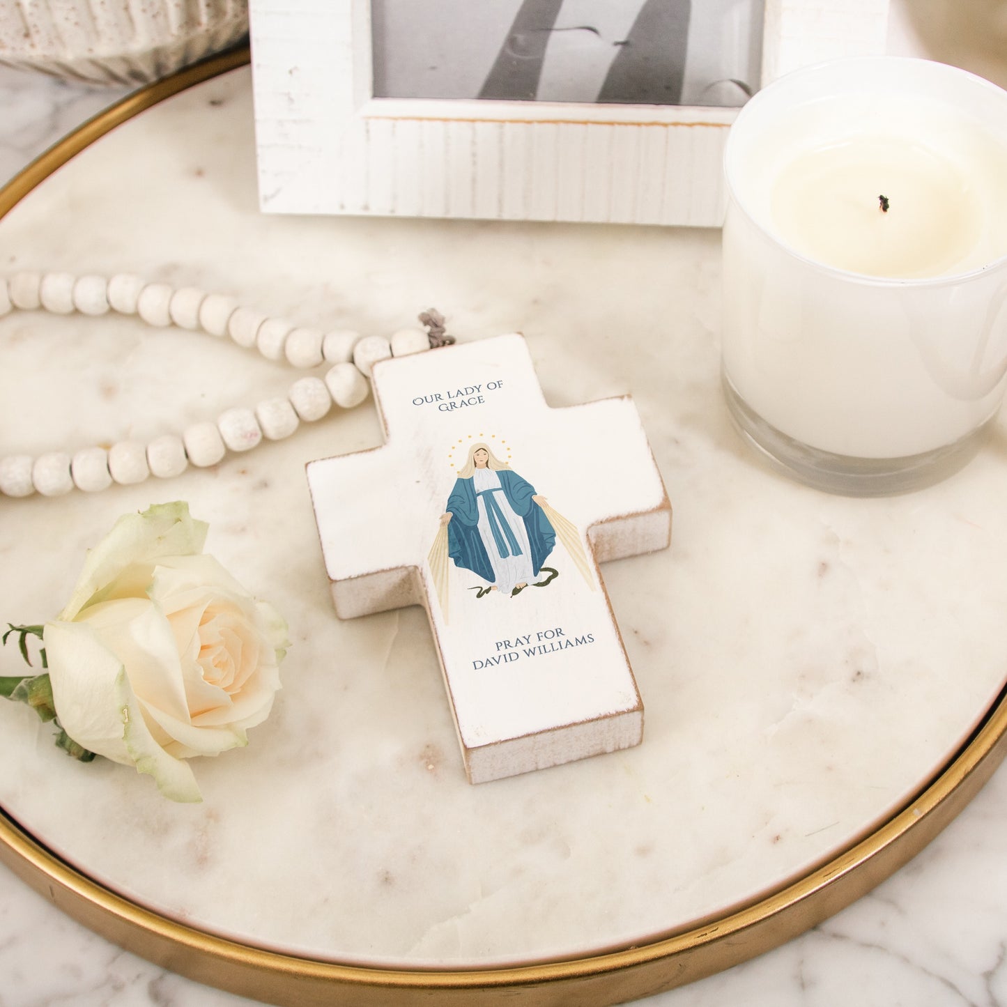 Personalized Our Lady of Grace Hanging Cross