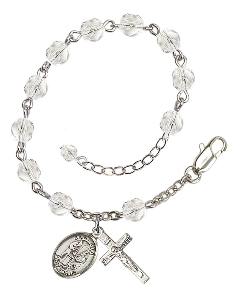 St. Zita Crystal April Rosary Bracelet 6mm