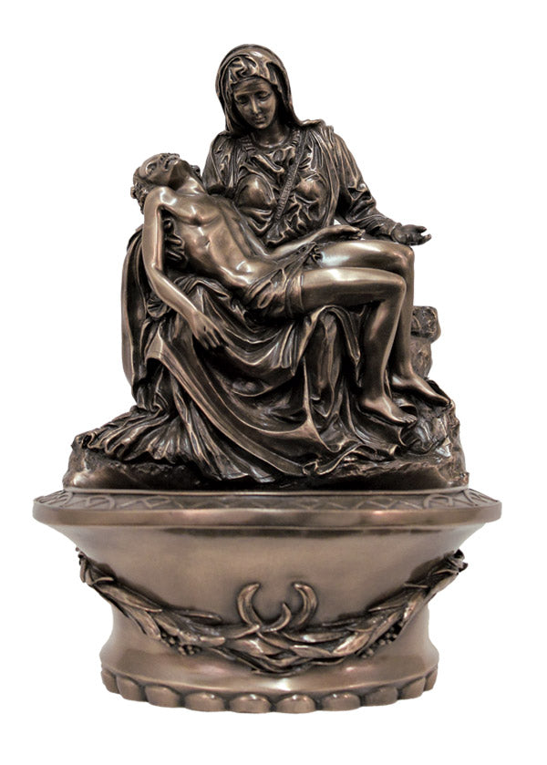 Bronzed Standing or Hanging Pieta Holy Water Font - 8"