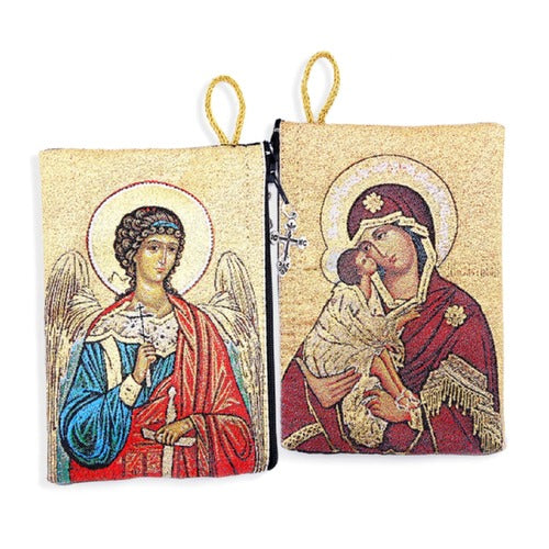 Guardian Angel and Virgin Mary Icon Rosary Pouch