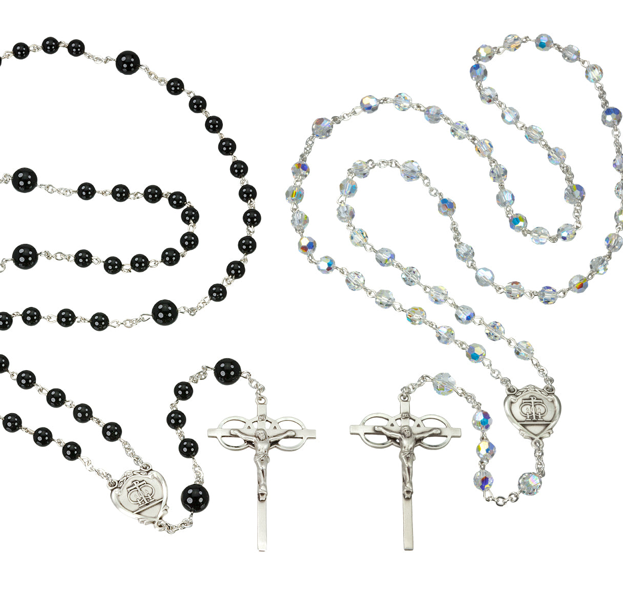 Austrian Crystal & Genuine Onyx Wedding Rosary Set
