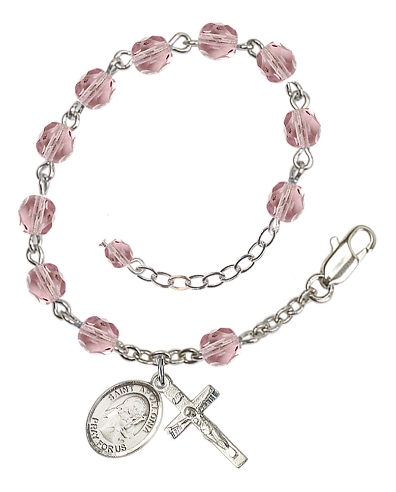 St. Apollonia 6mm light purple June Rosary Bracelet
