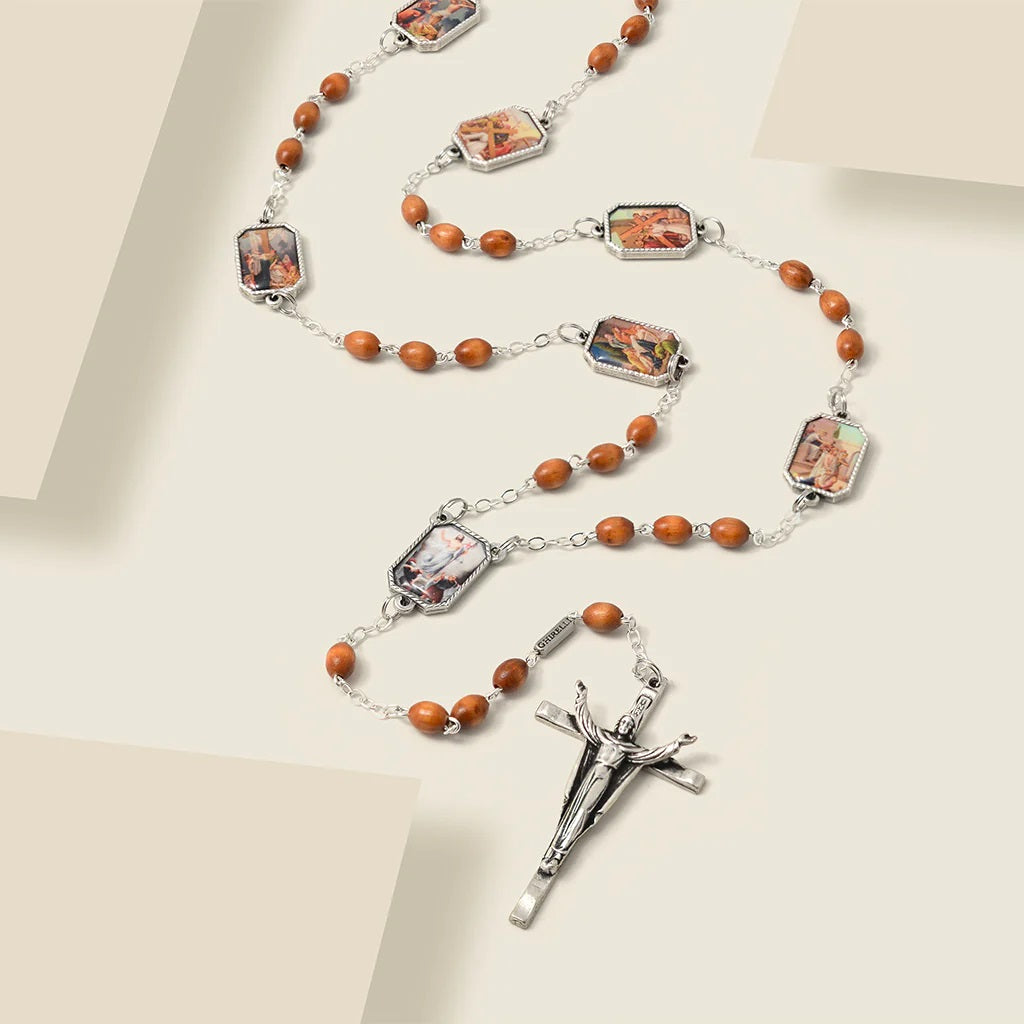 Stations of the Cross Silver Plated Rosary