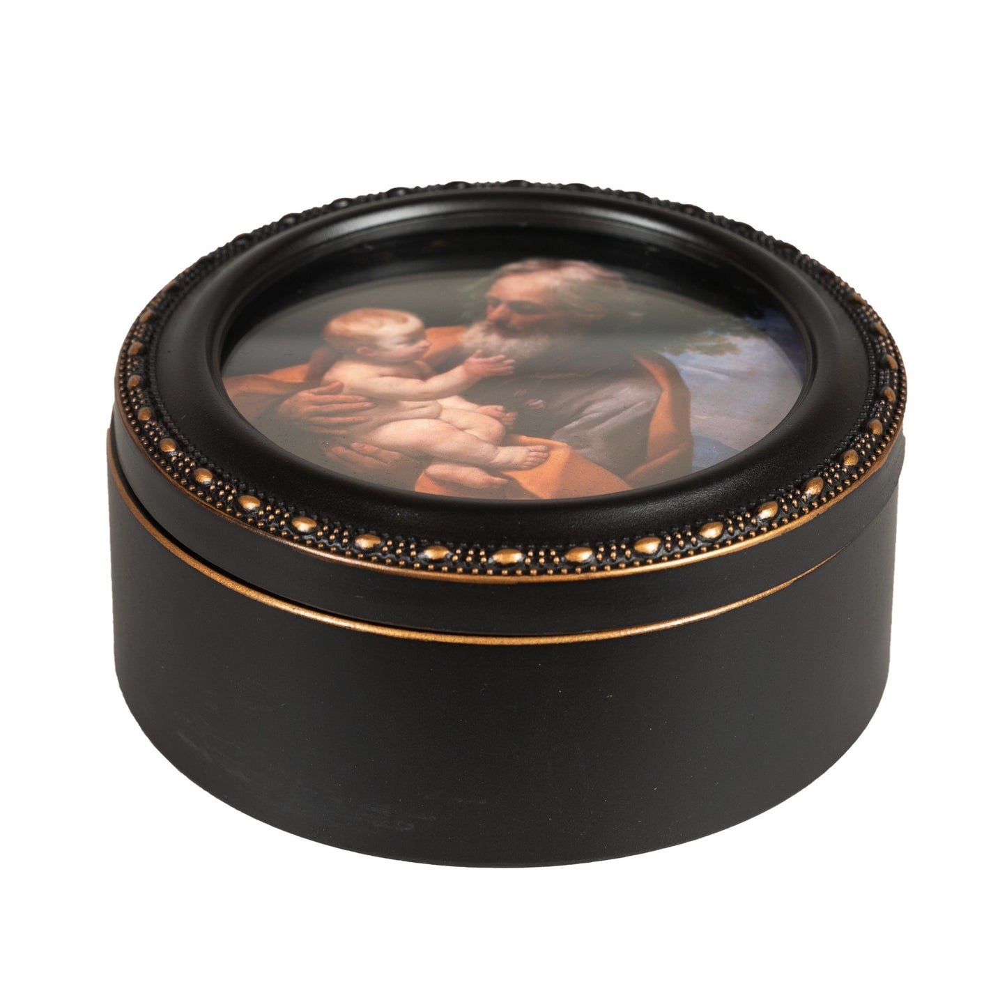 Saint Joseph Round Rosary Box