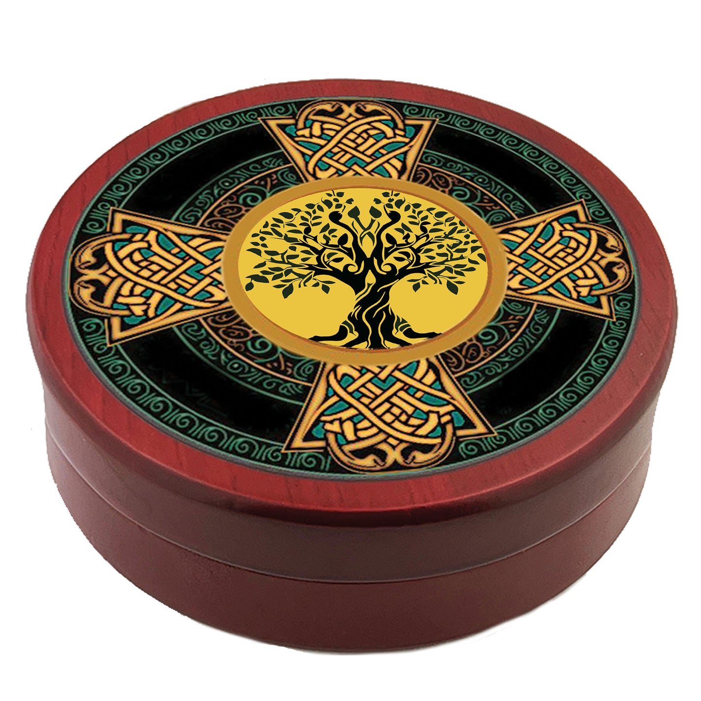 Celtic Cross Tree of Life Wood Rosary Box