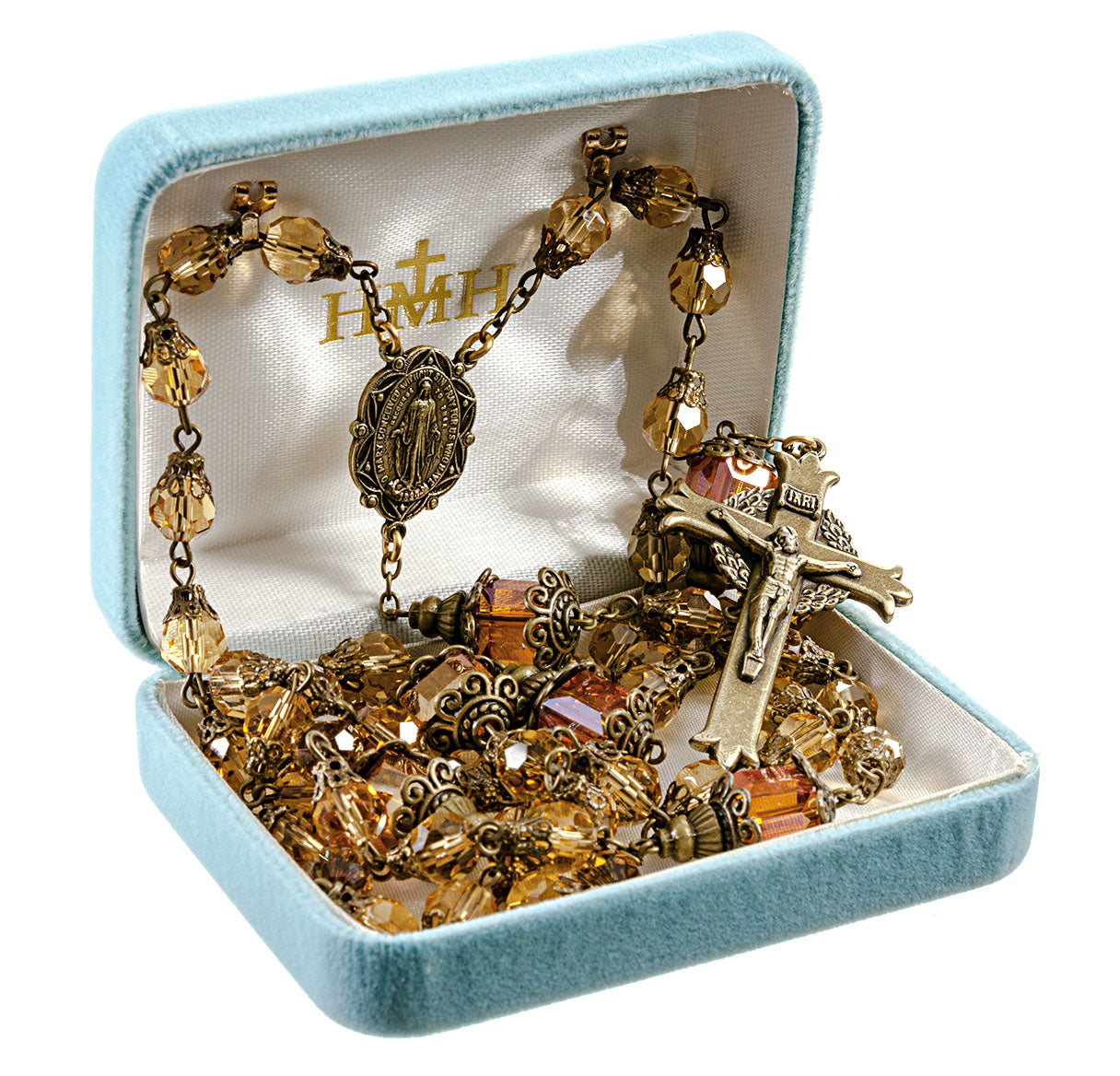 Queenship of Mary Champagne Crystal Rosary