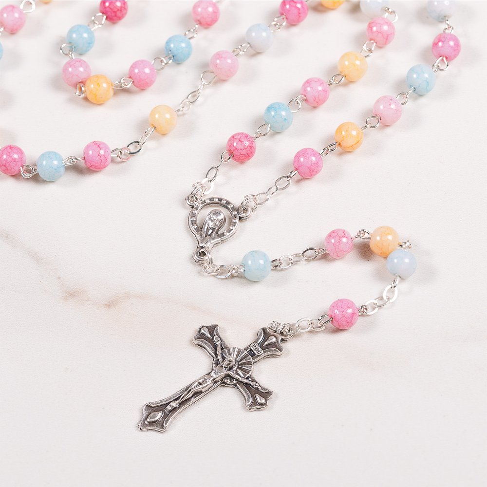 Multicolored Frosted Glass Pastel Rosary