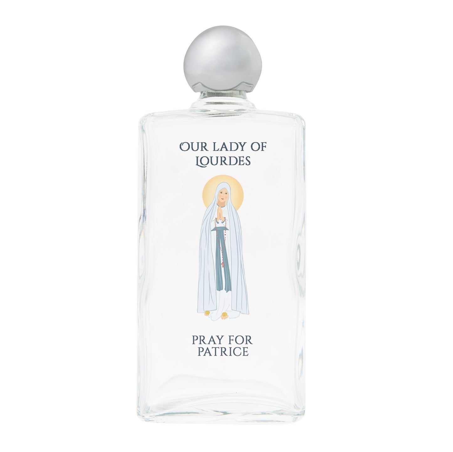 Personalized Our Lady of Lourdes Holy Water Bottle