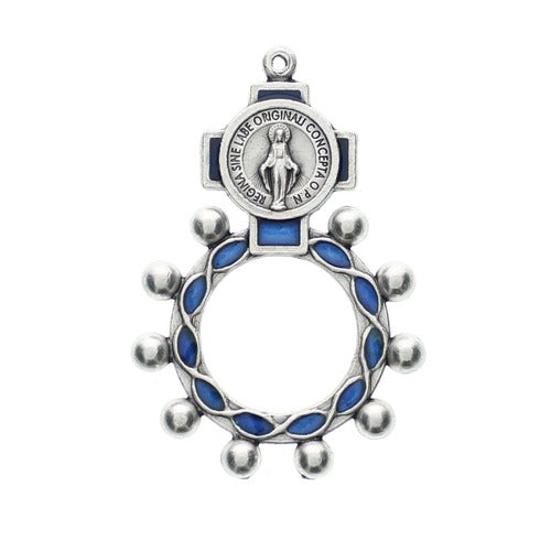 Blue Miraculous Finger Rosary Ring