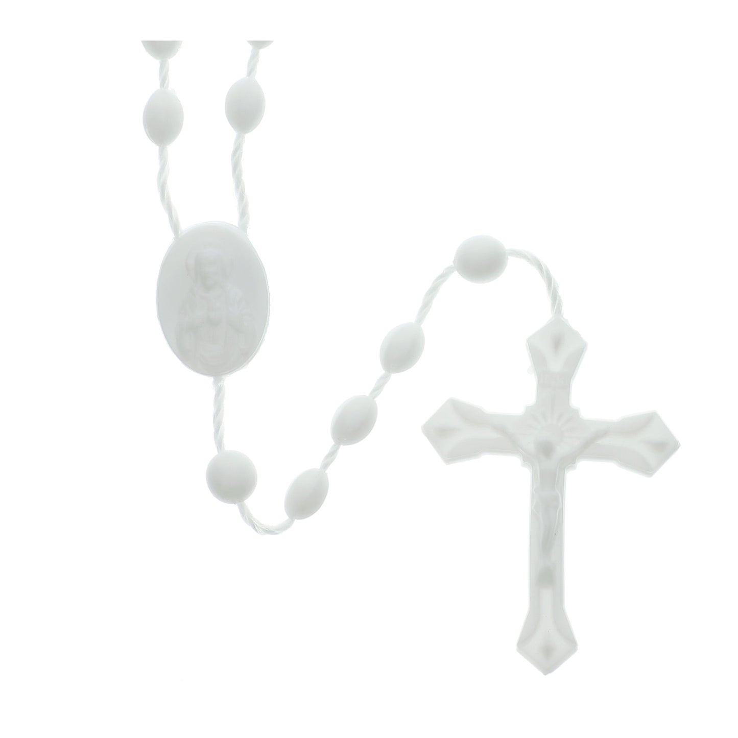 White Plastic Rosaries - Pkg of 100
