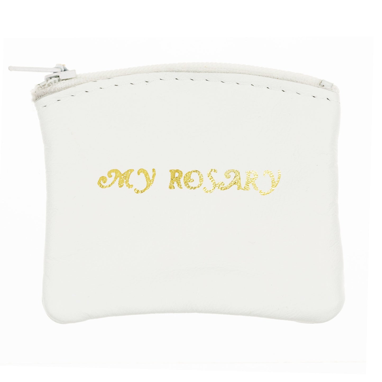 White Leather Rosary Pouch-Small
